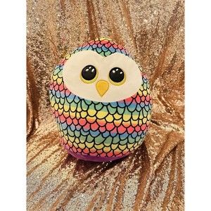 TY Squish a Boo Soft Pillow Plush Owen the Rainbow Owl Cloud Pillow 12”